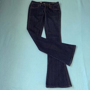 VOLCOM PISTOL flare denim jeans low rise indigo wash bell palazzo style size 24